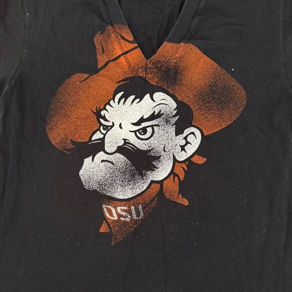 American Apparel Oklahoma State Cowboys Logo Black V-Neck Shirt Size XS - Picture 3 of 5